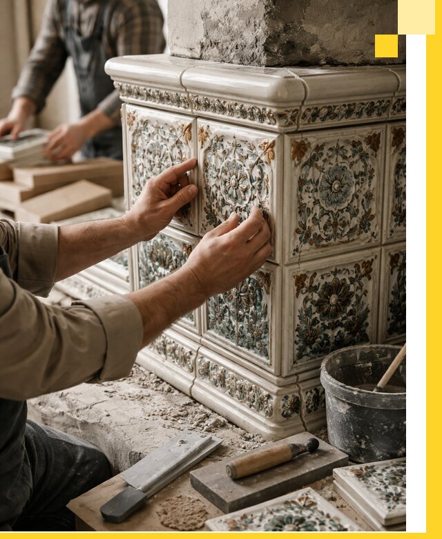 Изразцовые камины под ключ в Южноуральске: проект и монтаж