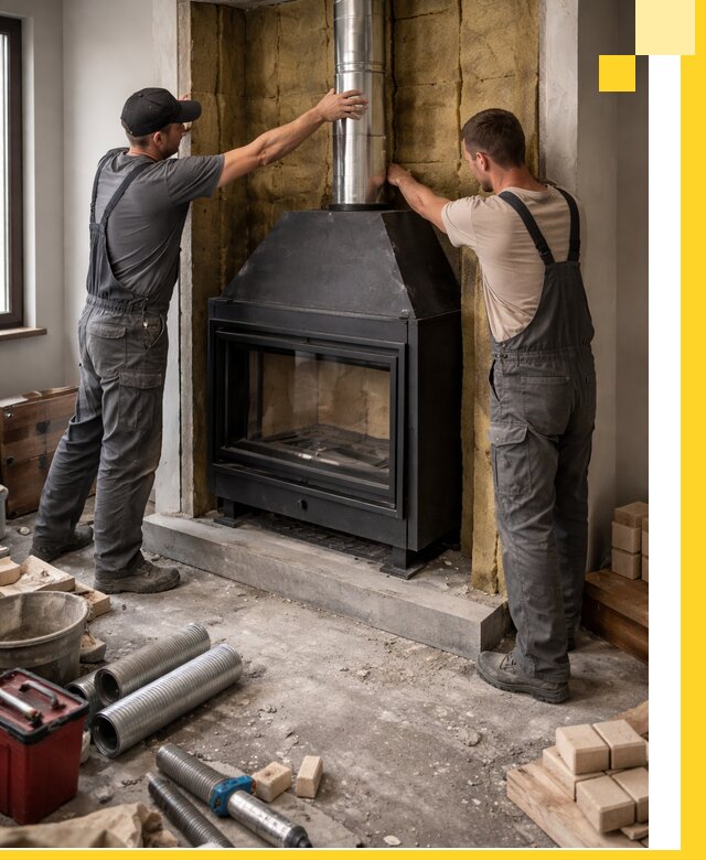 Изготовление и монтаж закрытых каминов в Южноуральске под ключ