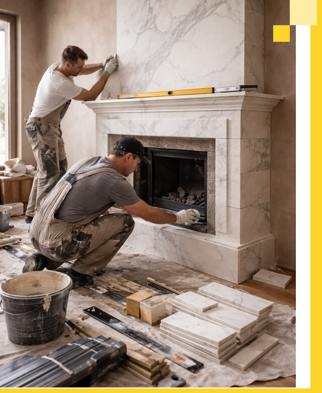 Отделка каминов в Южноуральске качественные облицовочные работы