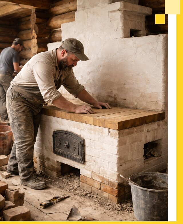 Проектирование и установка русской печи с лежанкой в Южноуральске