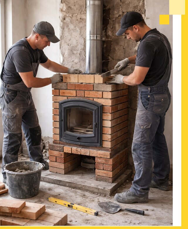 Монтаж печи камина под ключ в Южноуральске с гарантией и пусконаладкой