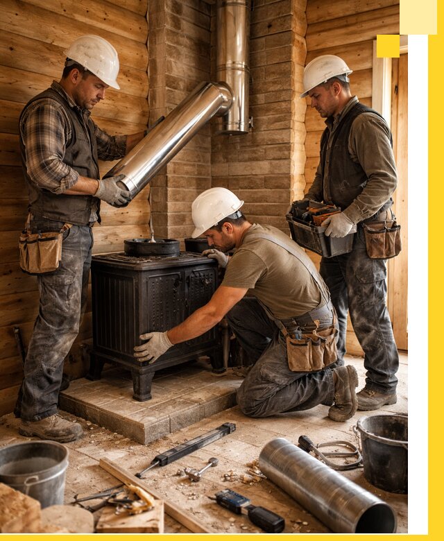 Профессиональный монтаж банных печей и дымоходов в Южноуральске