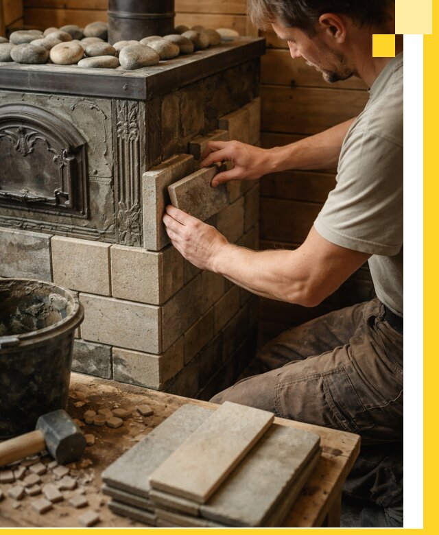 Облицовка банных печей в Южноуральске профессиональная отделка