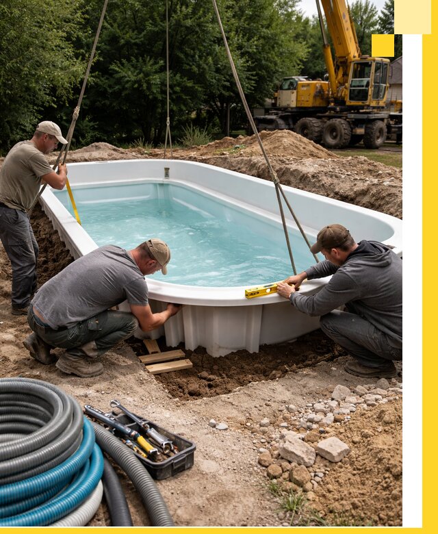 Установка и монтаж композитных бассейнов под ключ в Южноуральске