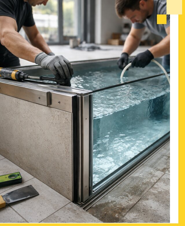 Проектирование и монтаж стеклянных бассейнов в Южноуральске