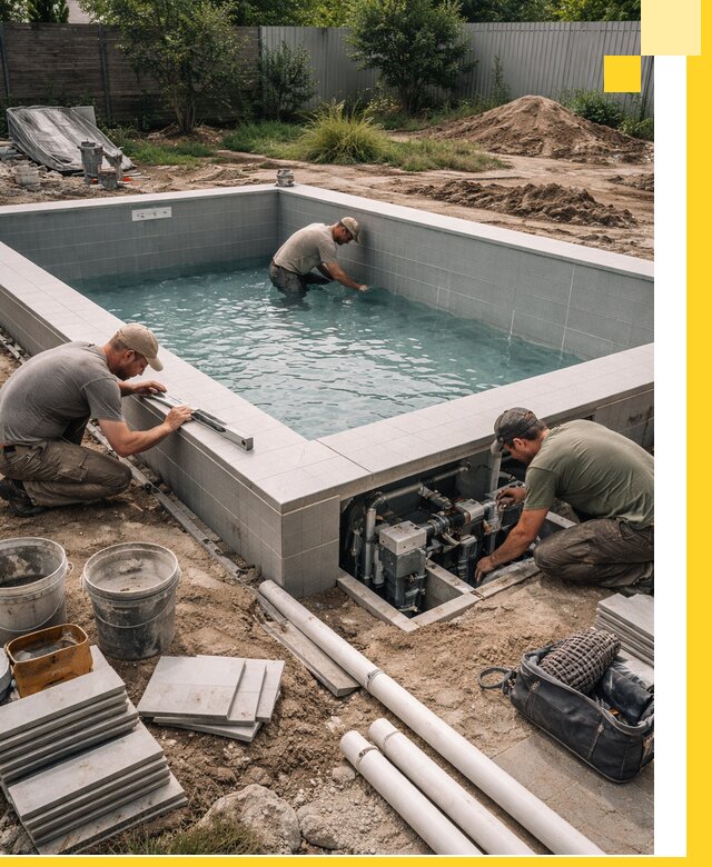 Строительство и монтаж бассейнов для дачи под ключ в Южноуральске