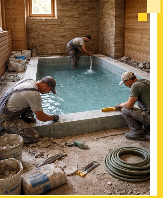 Проектирование и строительство бассейнов для бани в Южноуральске