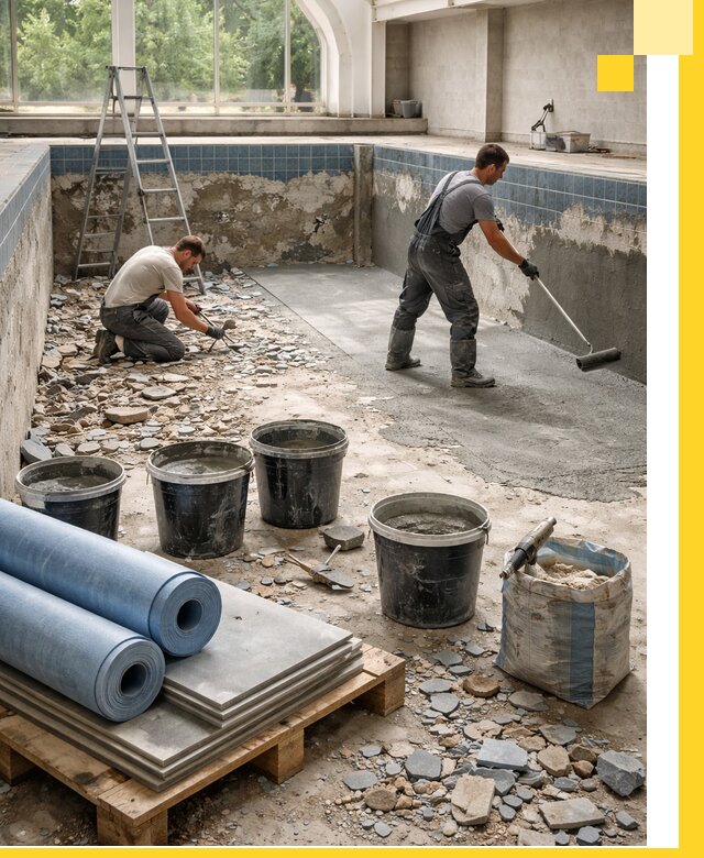 Реконструкция бассейнов в Южноуральске: ремонт, гидроизоляция