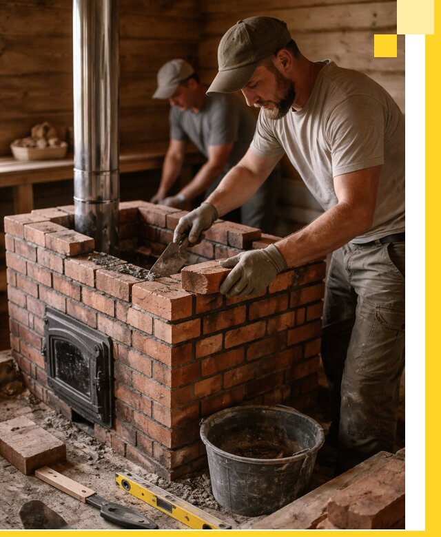 Кирпичные печи для бани под ключ в Южноуральске, проект и монтаж