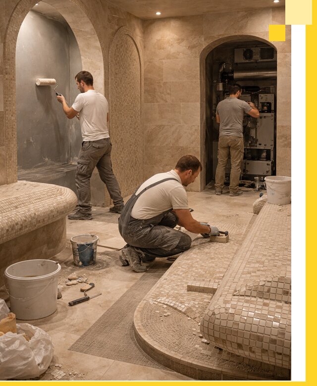 Строительство бани с хамамом и бассейном под ключ в Южноуральске