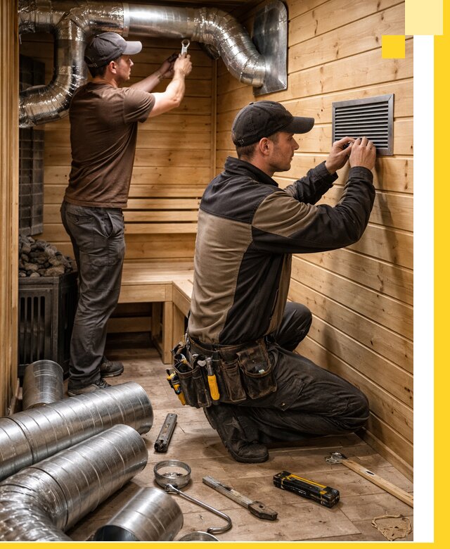 Проектирование и монтаж вентиляции бани в Южноуральске под ключ