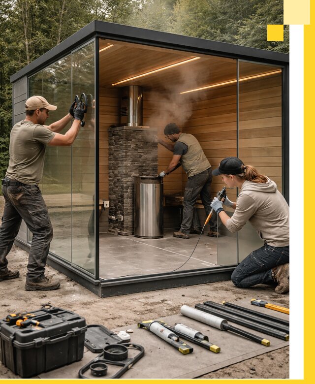 Проектирование и строительство стеклянных бань в Южноуральске