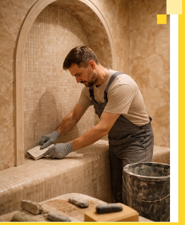 Профессиональная отделка хамамов с мозаикой под ключ в Южноуральске